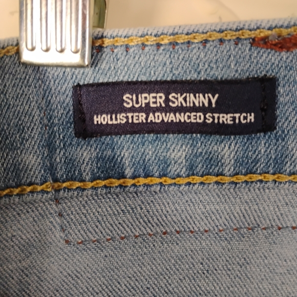 Men's Hollister Skinny Jeans Light Wash Stretchy Denim Plain Style Abercrombie - Picture 8 of 14